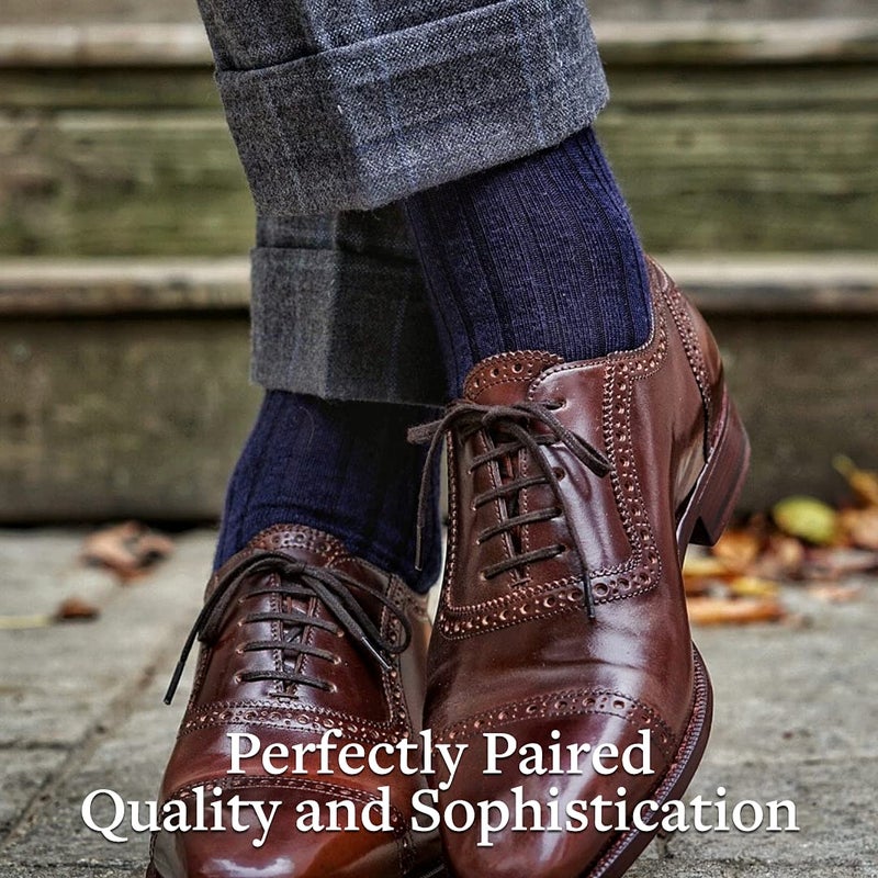 BoardroomSocks Merino Wool Dress Socks for Men â€“ Over-the-Calf, Ribbed Wool Dress Socks for Menâ€™s Size 8-12 â€“ Comfortable and Breathable Socks with Reinforced Heel and Toe by Boardroom Socks, Dark Navy - Image 4